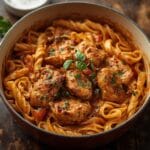 Spicy creamy chicken pasta with Parmesan and sun dried tomatoes