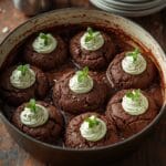 Soft chocolate mint pudding cookies with Andes mints