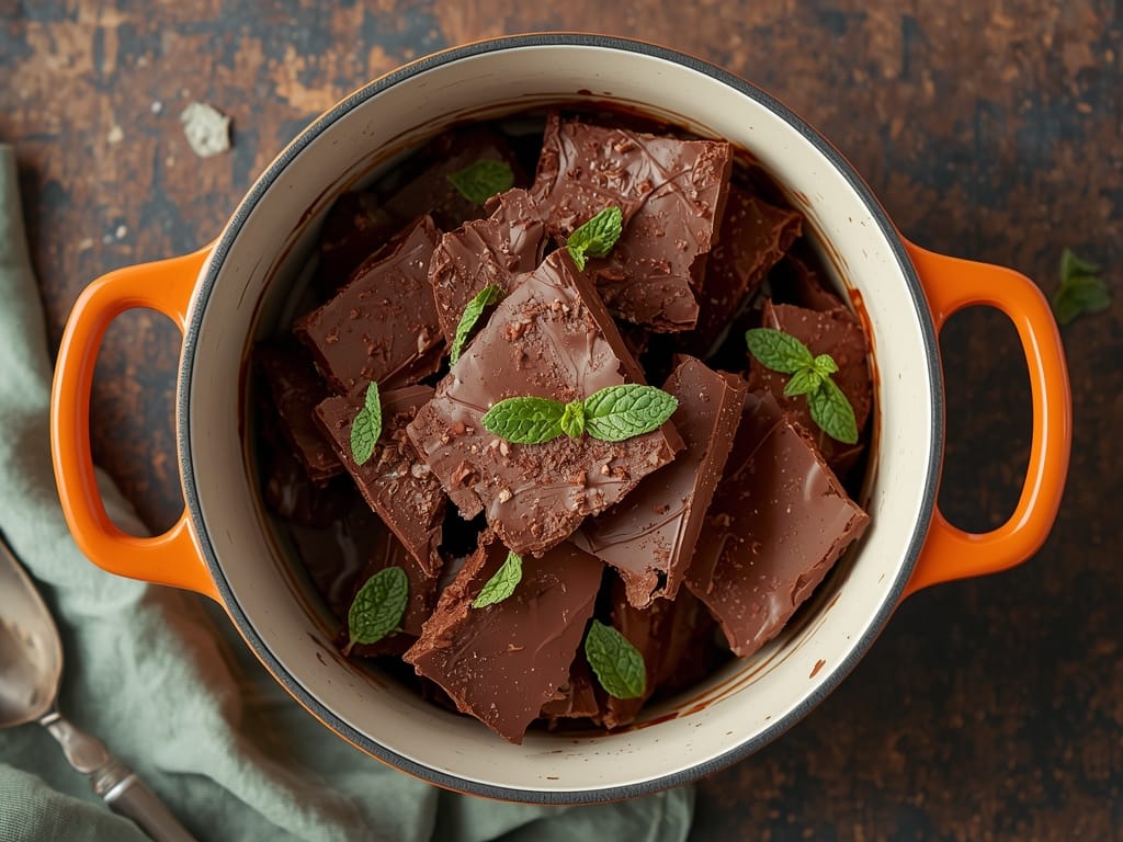 Mint chocolate bark made with dark chocolate and crushed peppermint candies