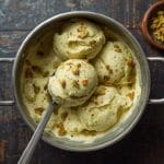 No churn pistachio ice cream with chopped pistachios on top