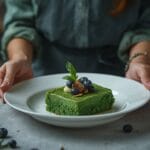 Green velvet cake with cream cheese frosting decorated for St Patrick’s Day