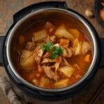 Filipino boiled soup nilaga with beef, cabbage, corn, and potatoes