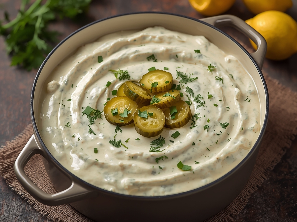 Creamy dill pickle dip made with cream cheese, sour cream, fresh dill, and pickle relish served with chips