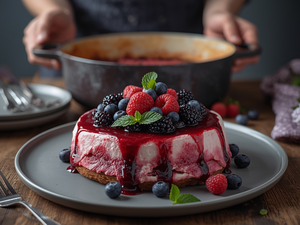 Fresh berry cream cake with chantilly cream and mixed berries