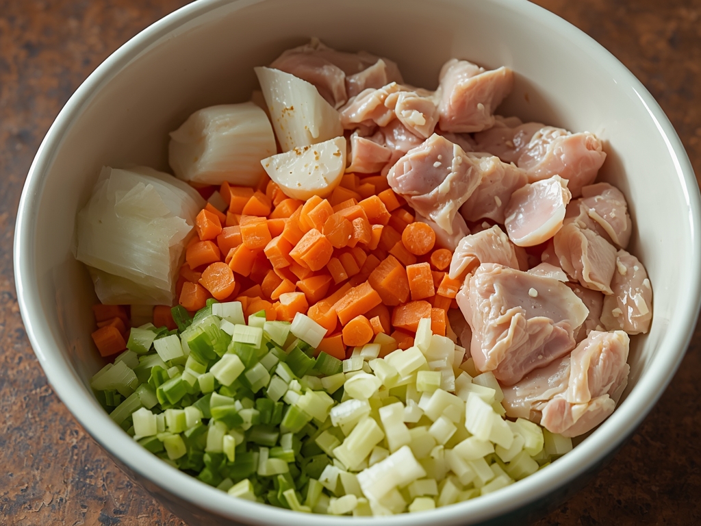 creamy chicken dumplings - Process or ingredients