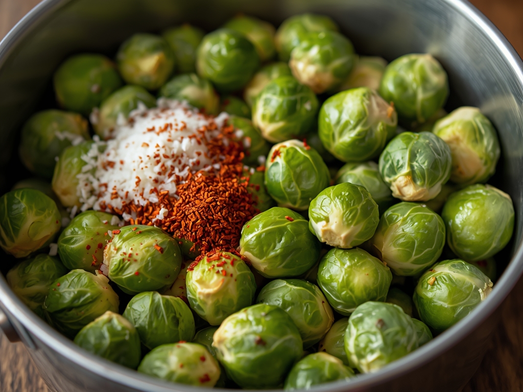 spicy garlic brussels sprouts - Process or ingredients