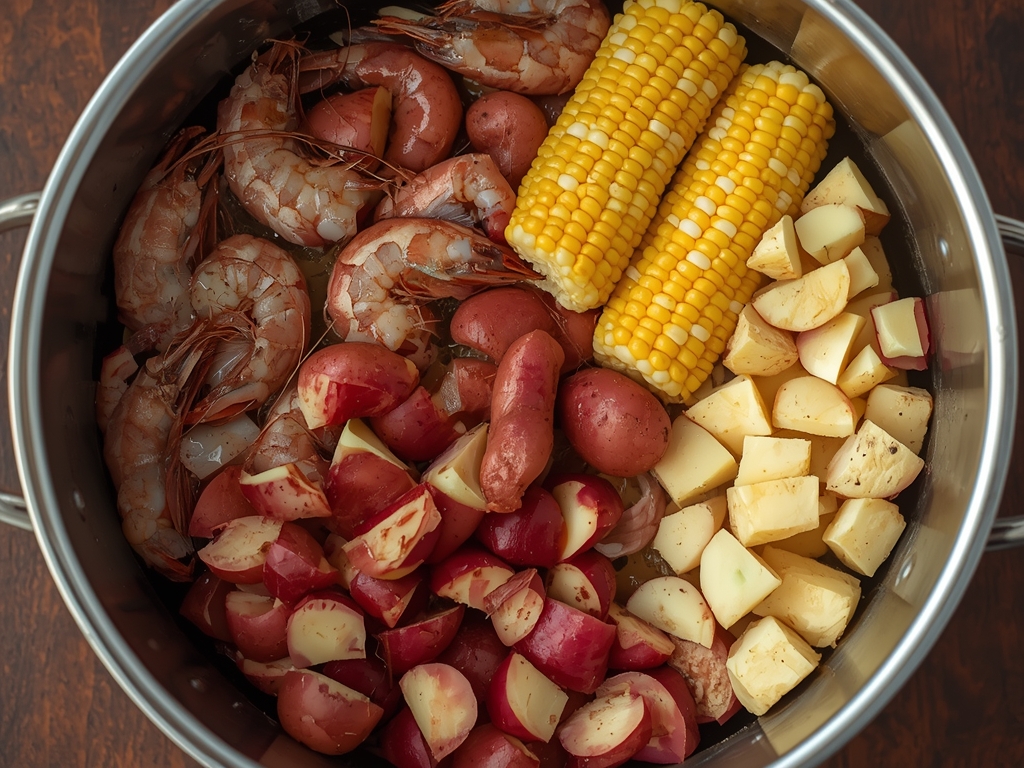 air fryer seafood boil - Process or ingredients