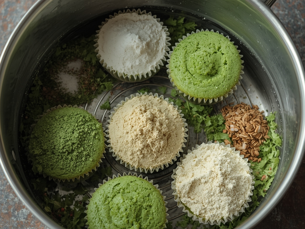 festive green cupcakes - Process or ingredients