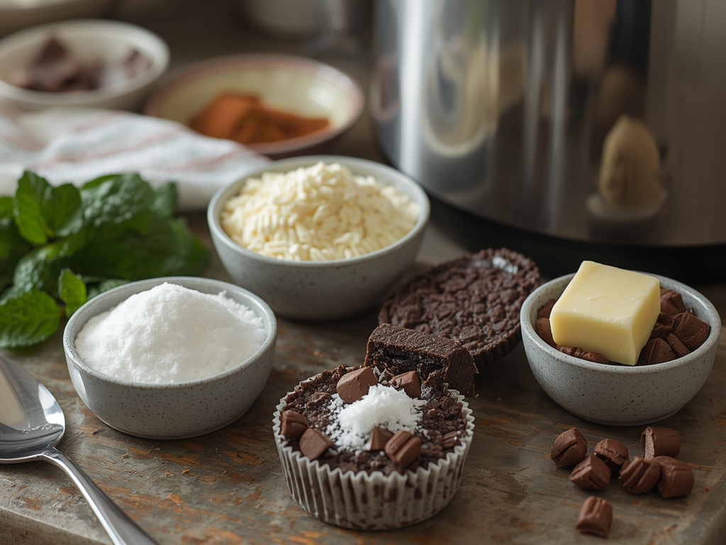 mint chocolate mini cheesecakes - Process or ingredients