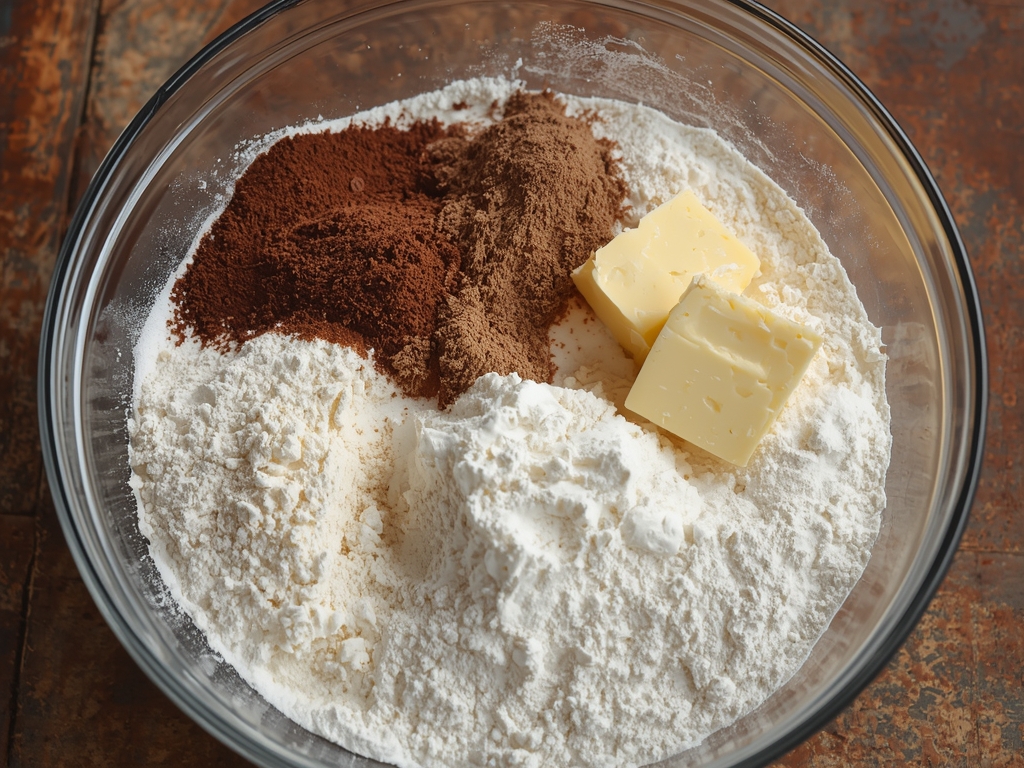 chocolate vanilla marble cake - Process or ingredients