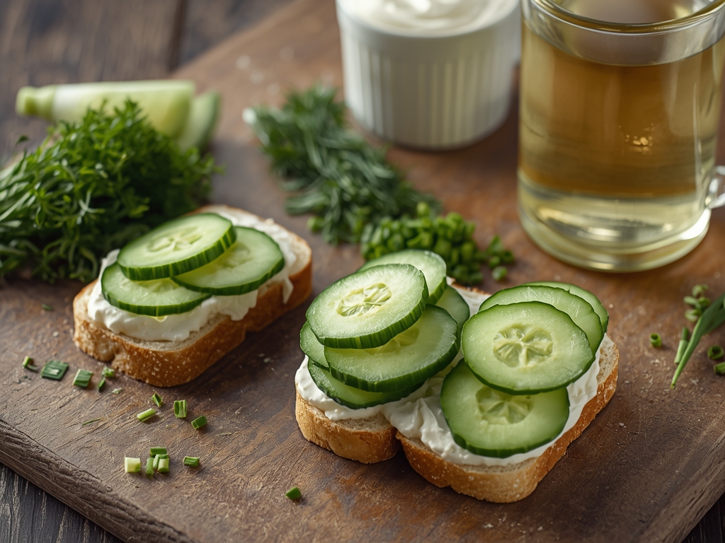 fresh cucumber tea sandwiches - Process or ingredients