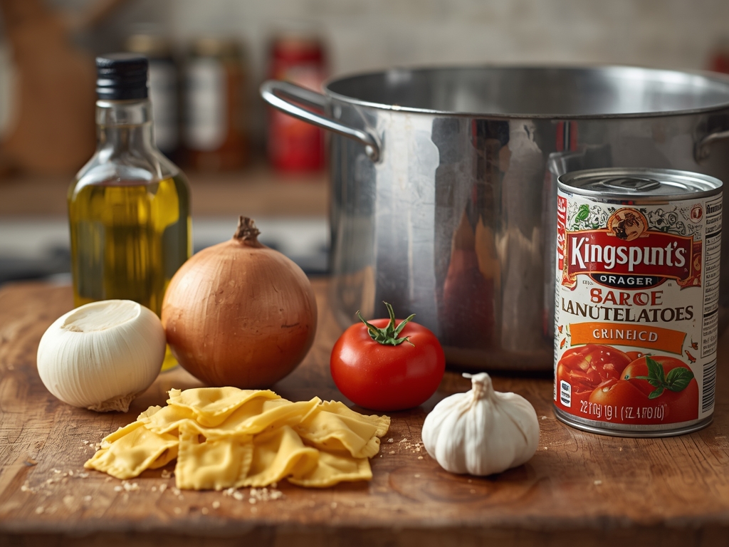 creamy tomato tortellini soup - Process or ingredients