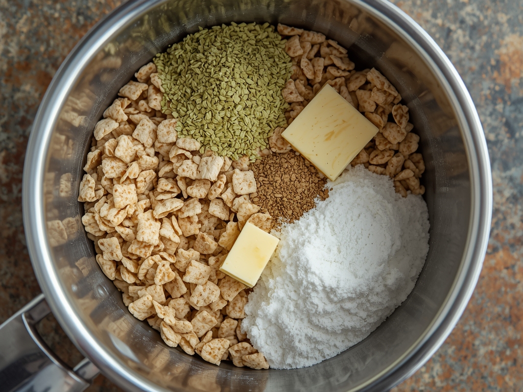 pistachio muddy buddies - Process or ingredients