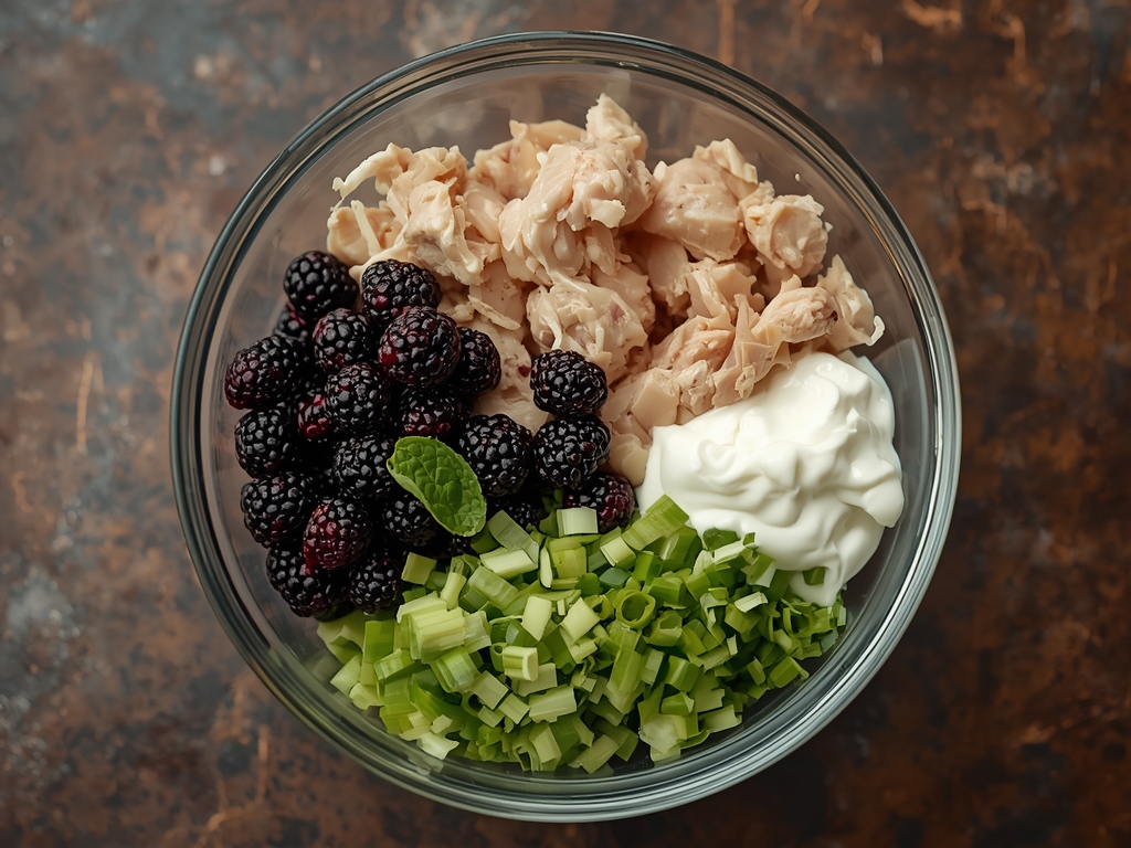 blackberry chicken salad - Process or ingredients