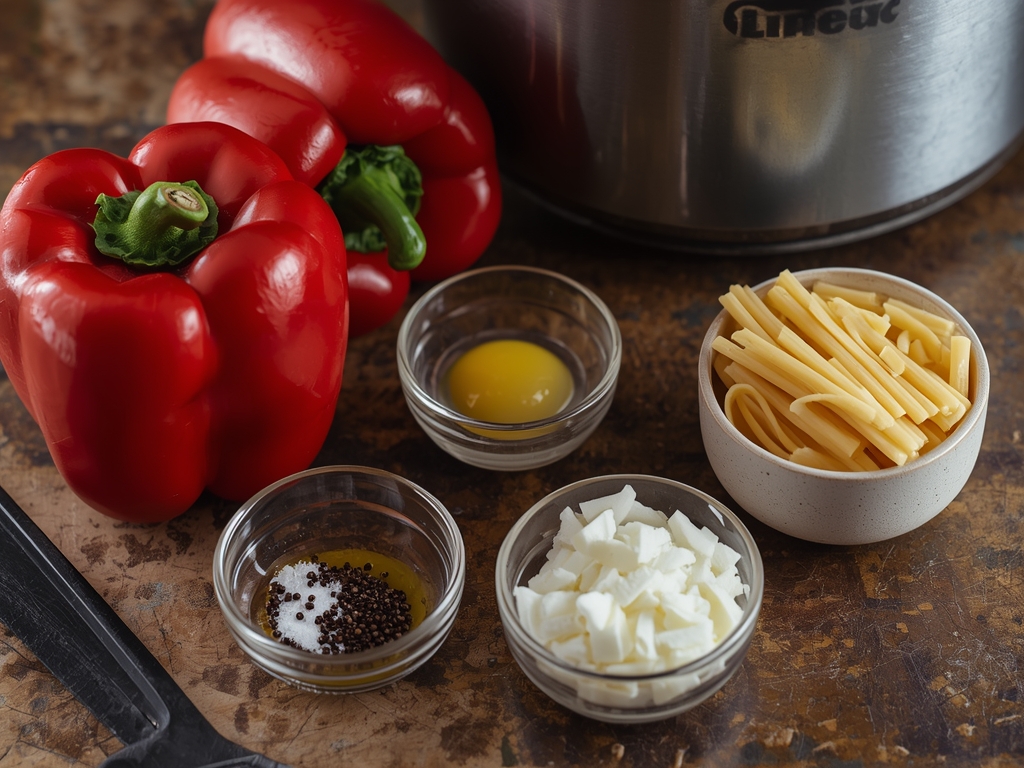 creamy red pepper pasta - Process or ingredients