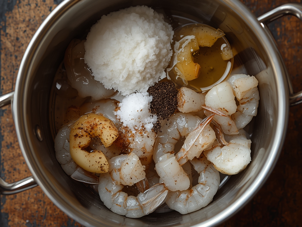 honey garlic shrimp bowl - Process or ingredients