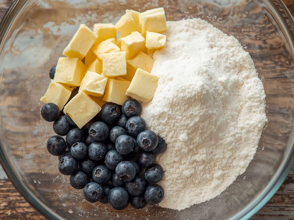 homemade blueberry upside down cake - Process or ingredients
