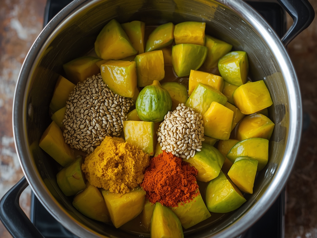 spicy Indian mango pickle - Process or ingredients