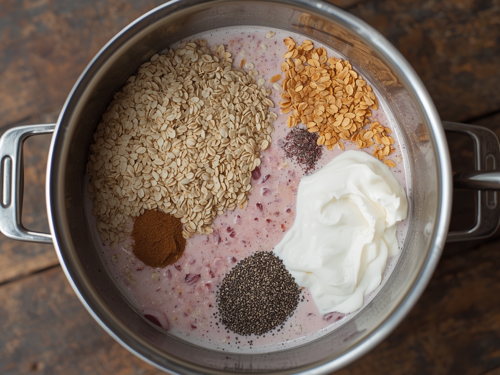 strawberry cream overnight oats - Process or ingredients