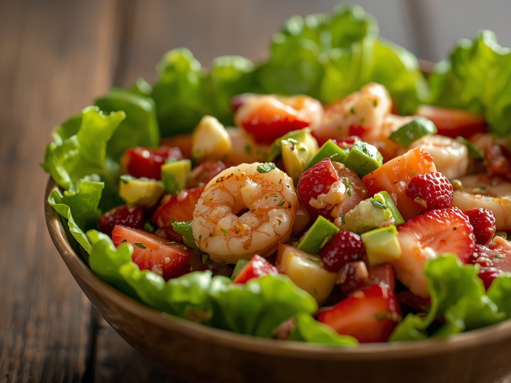 strawberry avocado shrimp salad - Detail or variation