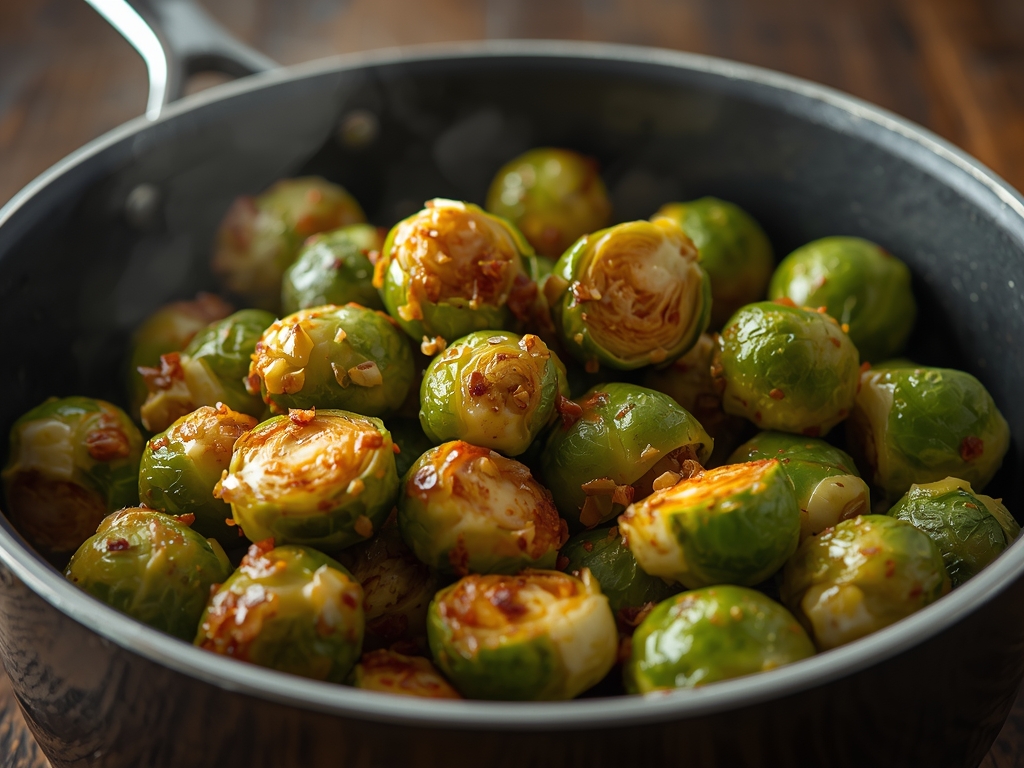 spicy garlic brussels sprouts - Detail or variation