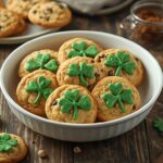 Festive St Patrick cookies decorated in green and gold