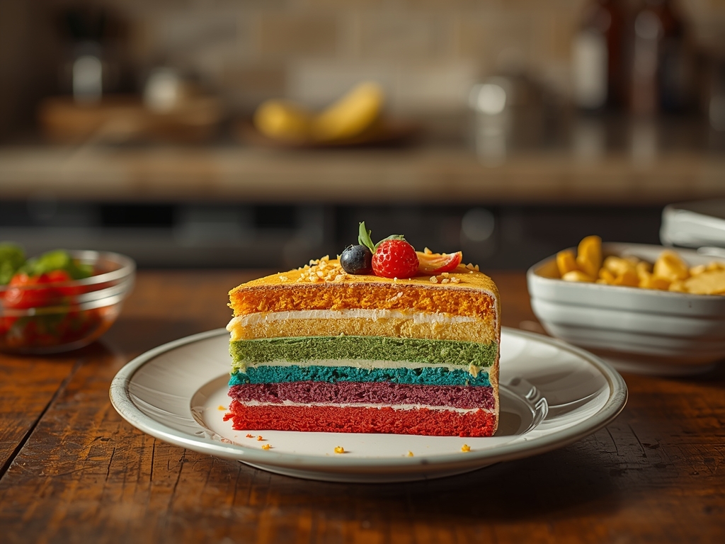 Colorful ombre layer cake with vanilla buttercream and pastel gradient layers