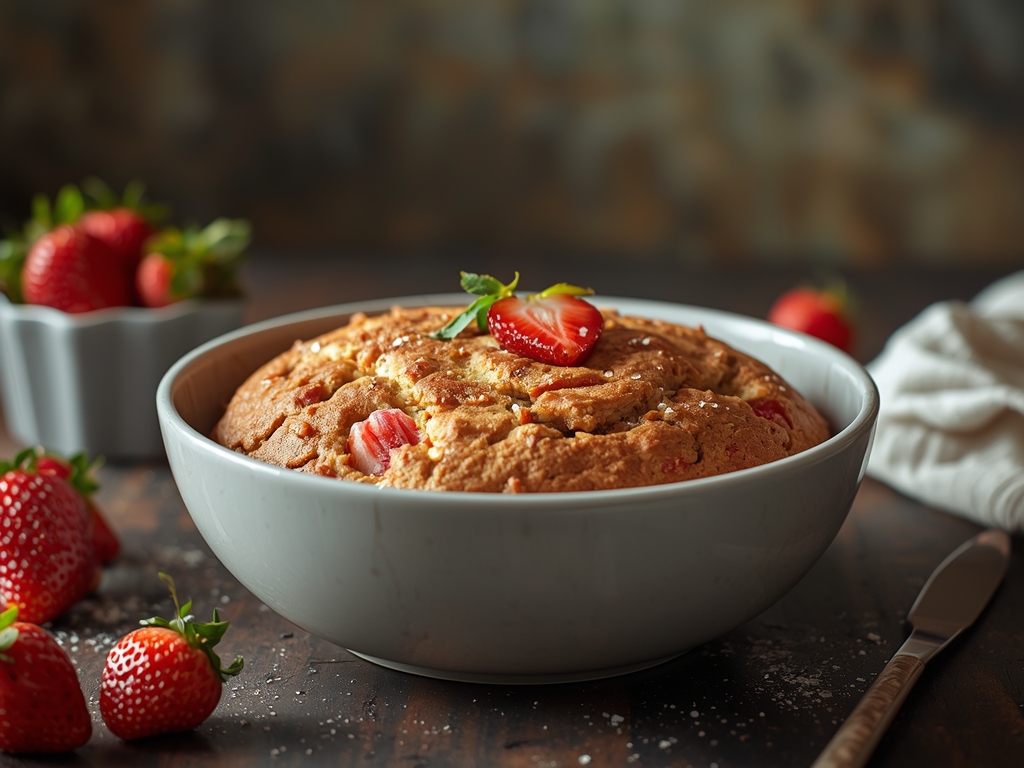 Moist strawberry quick bread loaf made with fresh strawberries