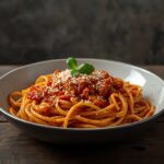 Creamy spicy Cajun pasta with shrimp, crawfish and andouille sausage garnished with parsley