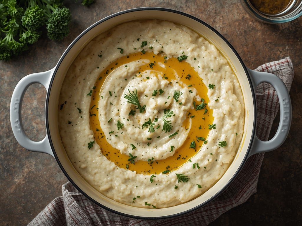 Velvety creamy cauliflower purée – a healthy alternative to mashed potatoes.