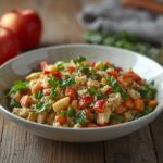 Apple quinoa salad with cranberries, pecans and maple vinaigrette