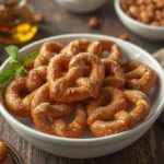 Soft cinnamon sugar pretzels coated in cinnamon sugar and served warm