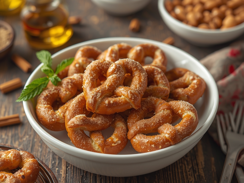 Soft cinnamon sugar pretzels coated in cinnamon sugar and served warm