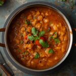 Spicy tomato pachadi in a bowl garnished with mustard seeds and red chilies
