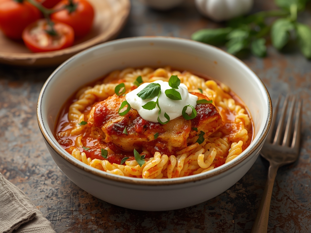 Chicken parm cottage cheese bowl with tomato sauce mozzarella and basil