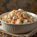 Birthday cake puppy chow with sprinkles in a bowl