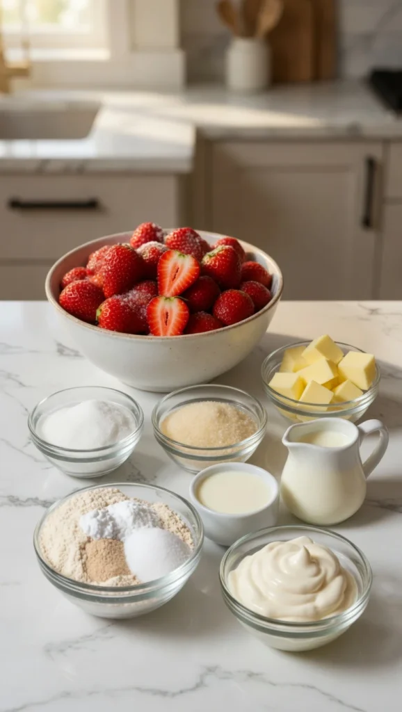 Ingredients Needed for This Homemade Strawberry Shortcake Recipe
