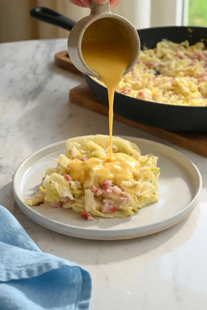Roasted cabbage strips golden baking sheet oven