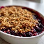 Mulberry crisp golden topping bubbling purple berries