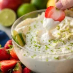 Close-up key lime fruit dip strawberry dipping lime zest