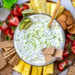 Key lime pie fruit dip bowl strawberries graham crackers