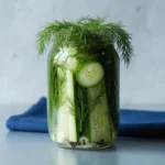 Refrigerator dill pickles glass jar garlic dill brine