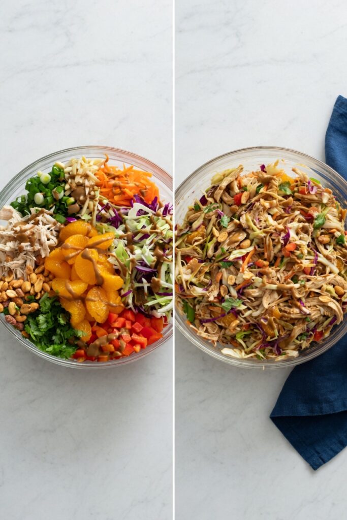 Homemade peanut dressing whisked in white bowl lime