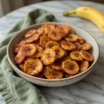 Air fryer banana chips golden amber caramelized crispy