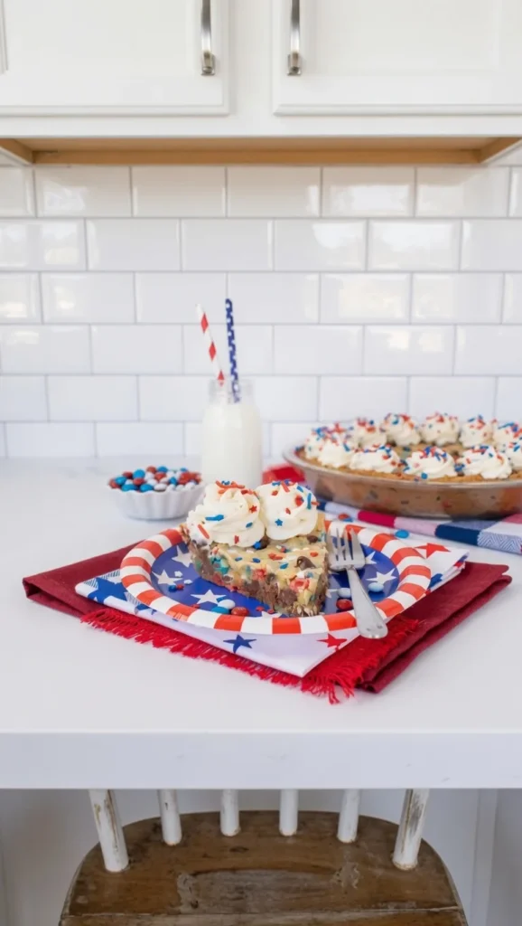 Fourth of July cookie cake slice frosting sprinkles