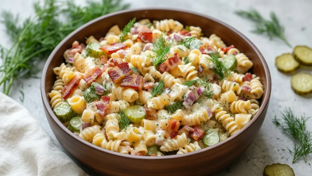Dill Pickle Bacon Pasta Salad