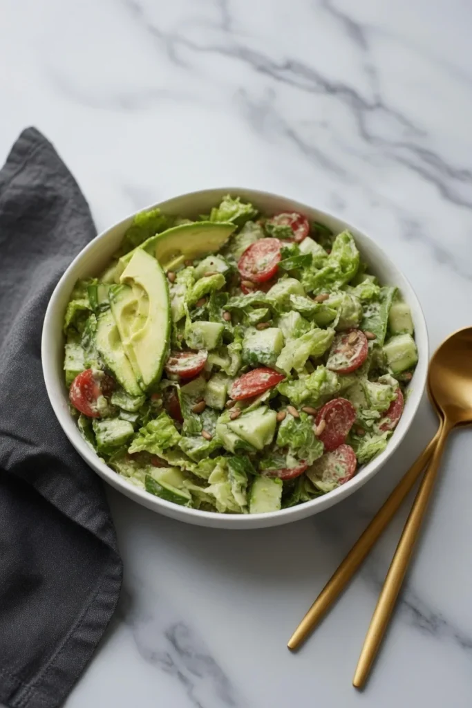 Green goddess dressing avocado lettuce closeup texture