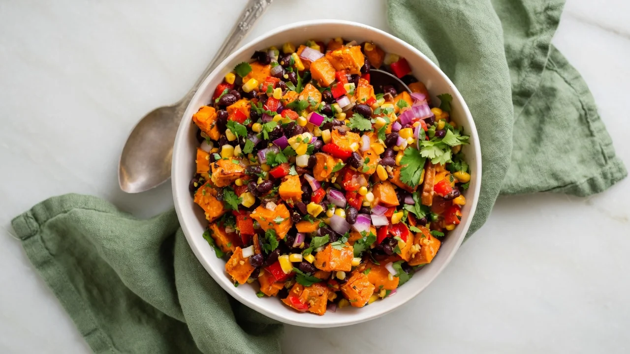 Roasted Sweet Potato Black Bean Salad