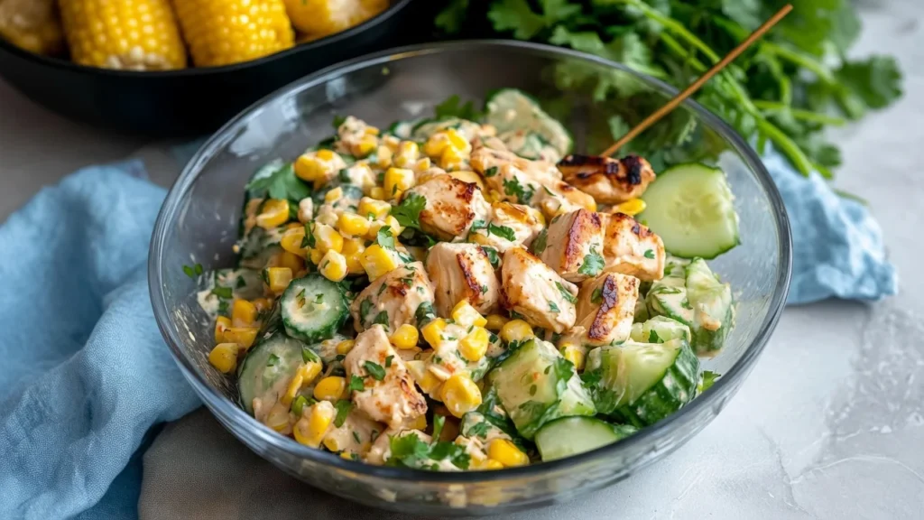 Street Corn Creamy Cucumber Chicken Salad