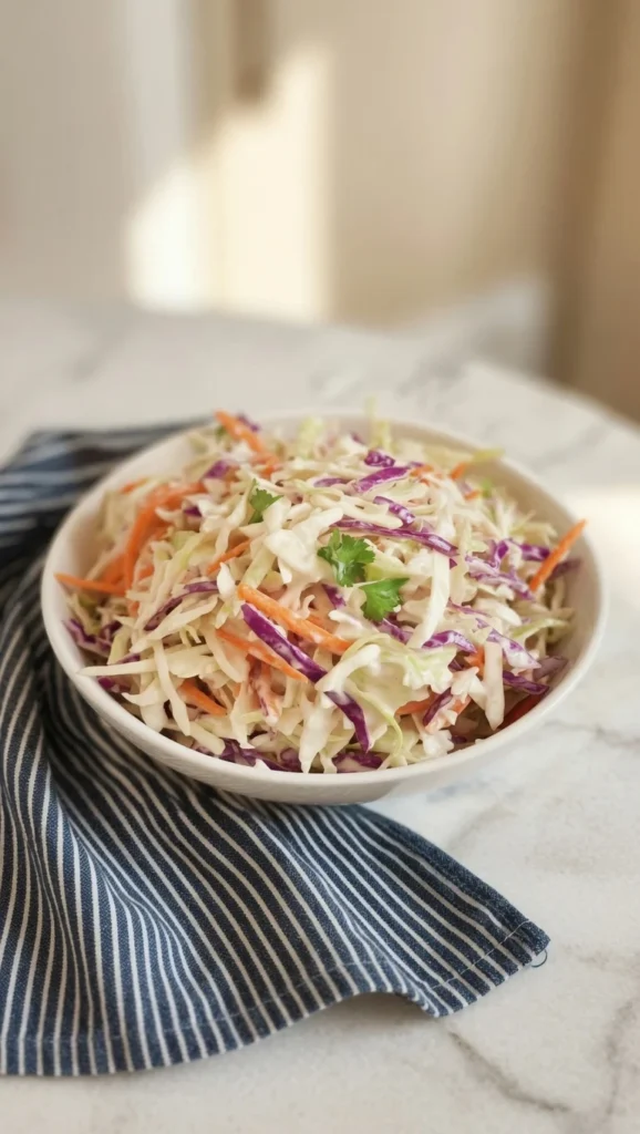 Sweet tangy coleslaw creamy dressing crunch pepper